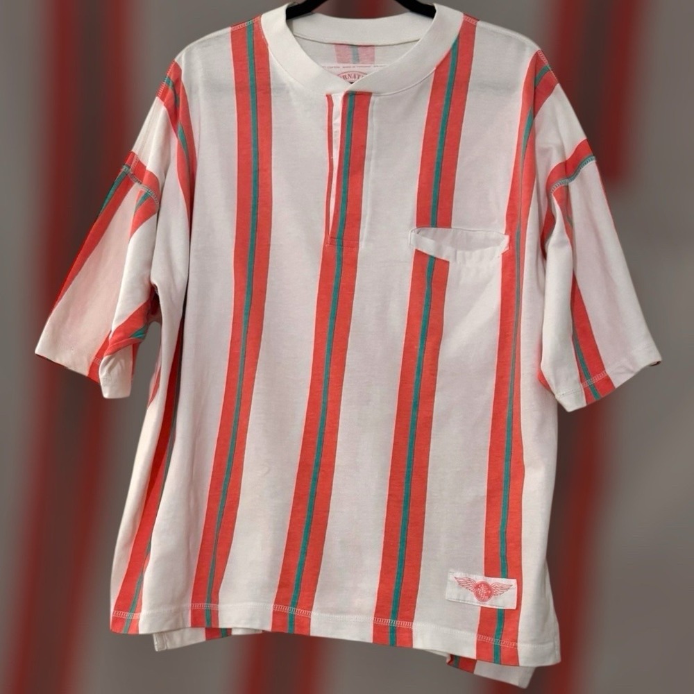 Vintage‎ Claybrooke International Men's Stripe Henley T Shirt  XL